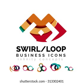 Set of infinity concepts, loop logo designs. Modern color flowing wave design on white