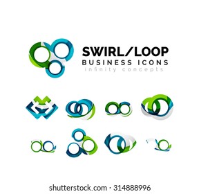 Set of infinity concepts, loop logo designs. Modern color flowing wave design on white