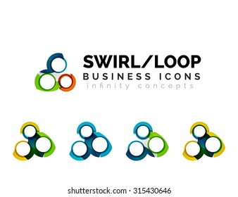 Set of infinity concepts, loop logo designs. Modern color flowing wave design on white