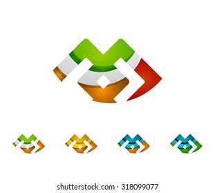 Set of infinity concepts, loop logo designs. Modern color flowing wave design on white