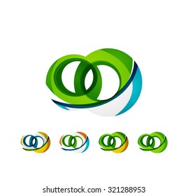 Set of infinity concepts, loop logo designs. Modern color flowing wave design on white