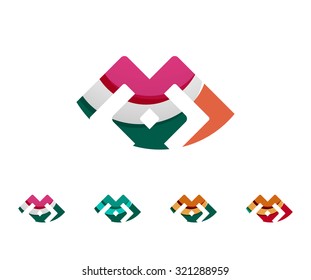 Set of infinity concepts, loop logo designs. Modern color flowing wave design on white