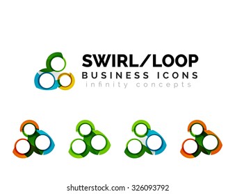Set of infinity concepts, loop logo designs. Modern color flowing wave design on white