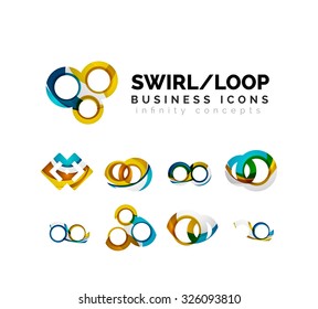 Set of infinity concepts, loop logo designs. Modern color flowing wave design on white