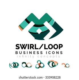 Set of infinity concepts, loop logo designs. Modern color flowing wave design on white