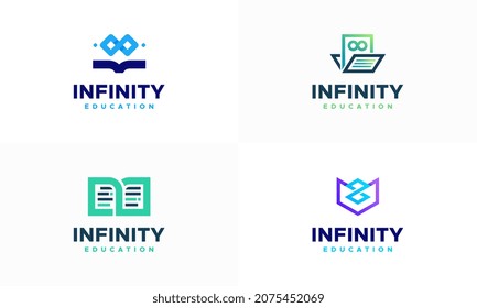 Símbolo del logo de Infinity Education diseños de concepto vector, Loop y Book Education