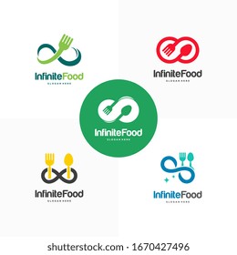 Conjunto de diseños de logo del Restaurante Infinity, vectorial, plantilla de logotipo Infinity y Food