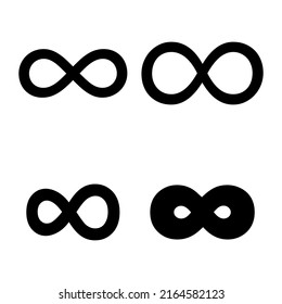 Set of Infinity geometric icon, mathematical tattoo symbol, endless abstract shape vector illustration modern sign .