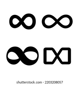 Set of Infinity geometric icon, mathematical tattoo symbol, endless abstract shape vector illustration modern sign .