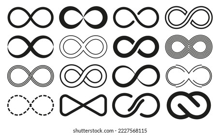 Conjunto de iconos Infinity. Infinito e interminable concepto. Colección de logotipos. Ilustración vectorial.