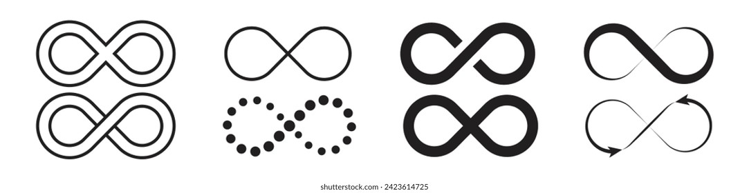 Set of infinity icons, vector illustration.