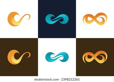 set of infinity logo design with modern concept premium vector
