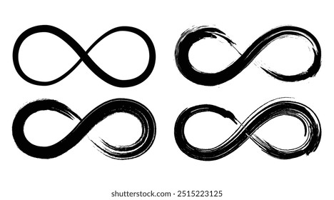 Conjunto do logotipo Infinity. Símbolo de vetor infinito em estilo grunge