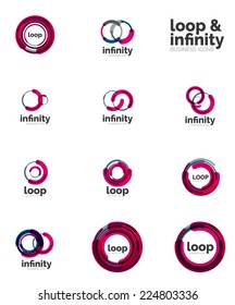 Set of infinity and loop business logos, large collection