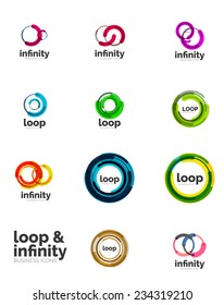 Set of infinity and loop business logos, large collection