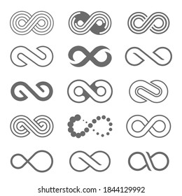 Set of infinity loop logo icon. Unlimited, endless symbol.