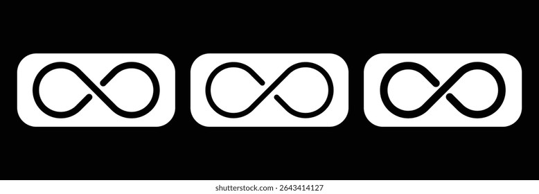 Set of Infinity signs made of different types of torsion and intersection. Stylized tattoo design with mobius strip symbols.