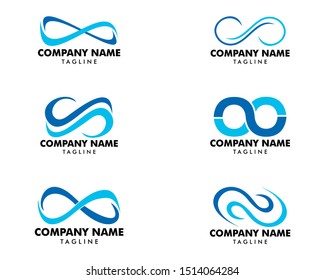 Set of Infinity Symbol Logo Design Vector Illustration