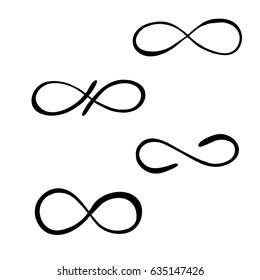 Set of infinity symbols. Vector illustration.