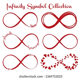 Set of infinity symbols.Repetition and unlimited cyclicity icon and sign illustration on white background. 