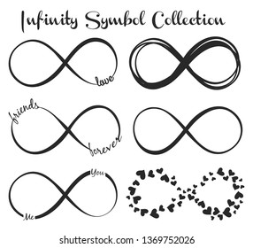 Set of infinity symbols.Repetition and unlimited cyclicity icon and sign illustration on white background. 