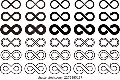 Conjunto de símbolos infinitos.Ilustración vectorial.