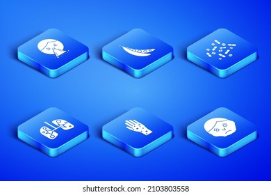 Set Inflammation on face, Handkerchief to his runny nose, with psoriasis or eczema, Lungs, Kidney beans and Medicine pill tablet icon. Vector