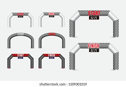set of inflatable arches start and finish line. eps vector