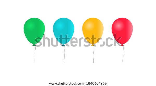 Set Inflatable Balloons Cartoon Style Isolated Stock Vector (Royalty ...