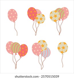 A set of inflatable balls. Decorations for the holiday. Birthday decoration. Vector illustration