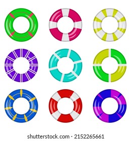 Set of inflatable circles for swimming. Vector illustration.
