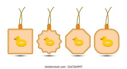Set of Inflatable Duck tags with cord