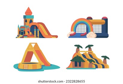 Set of Inflatable Rides Offer Thrilling Experiences From Bouncy Castles To Giant Slides, These Attractions Provide Fun