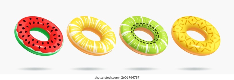 Set of inflatable swimming rings for swimming in pool or sea.
