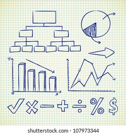 set of info chart doodle