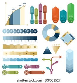 Set of info graphics elements. Arrows, diagrams and graphics.