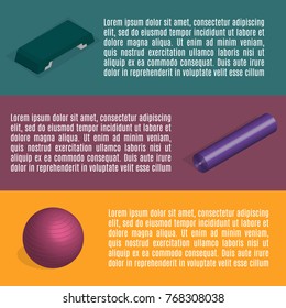Set of info graphics elements fitness. Flat 3d isometric style, vector illustration.