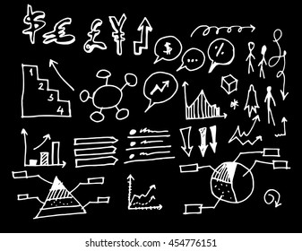 Set of info Hand drawn doodle Sketch line vector scribble Chalkboard.