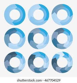 set info template pie blue charts steps
