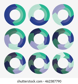 set info template pie green and blue charts steps