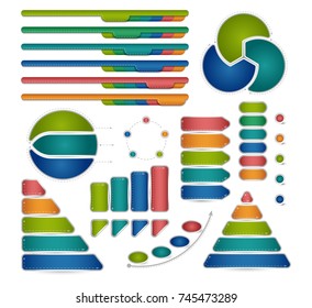 Set of infografpic templates. Circle, timeline, label, pyramid. Vector illustration.
