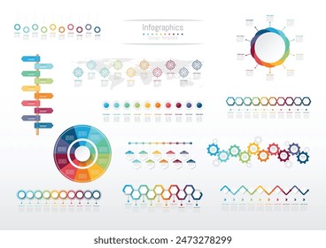 Set of Infographic 10 options design elements for your business data. Vector Illustration. Elements of this image furnished by NASA