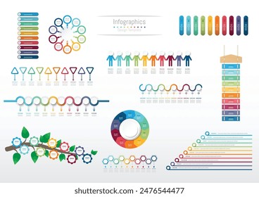 Set of Infographic 10 options design elements for your business data. Vector Illustration. Elements of this image furnished by NASA