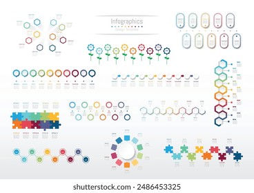 Set of Infographic 10 options design elements for your business data. Vector Illustration.