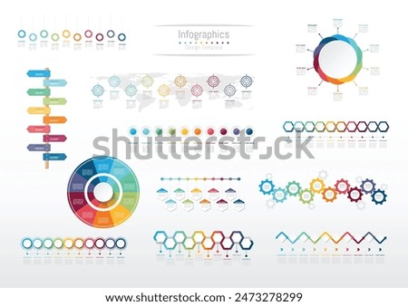 Set of Infographic 10 options design elements for your business data. Vector Illustration. Elements of this image furnished by NASA