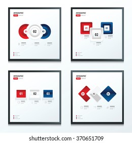 set of infographic 4 styles red and blue