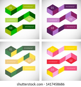 Set of Infographic arrows with 3 step up options and glass elements. Vector template in flat design style