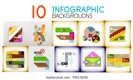 Set of infographic backgrounds, vector illustration with geometric banners with options