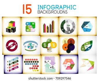 Set of infographic backgrounds, vector illustration with geometric banners with options