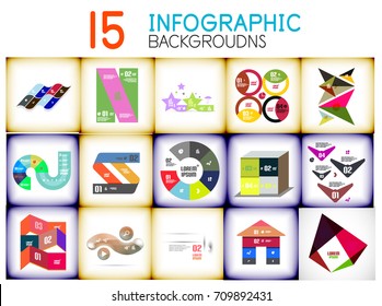 Conjunto de fondos infográficos, ilustración vectorial con banners geométricos con opciones